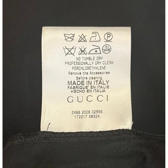 NWT 2006 Vintage Gucci Wrap Effect Black Dress Open Back and Bamboo Pin 38 US 2 - Picture 5 of 5